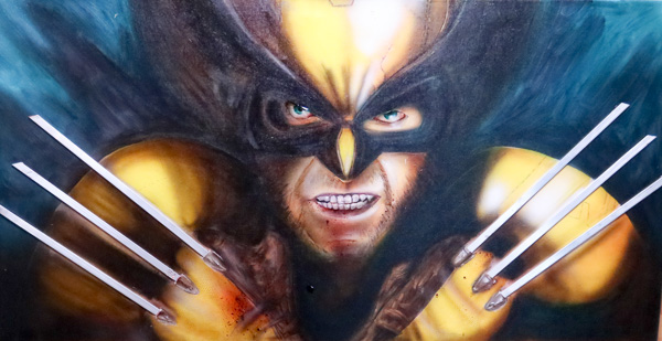 wolverine 2018 acylique ,résine et aluminium brossé sur toile .