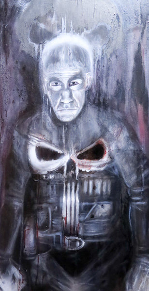the punisher 2018 acrylique et résine sur toile 100x50 cm
