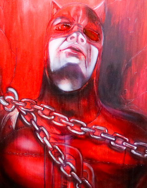 Daredevil 2018 acrylique et résine sur toile  50x 75 cm
